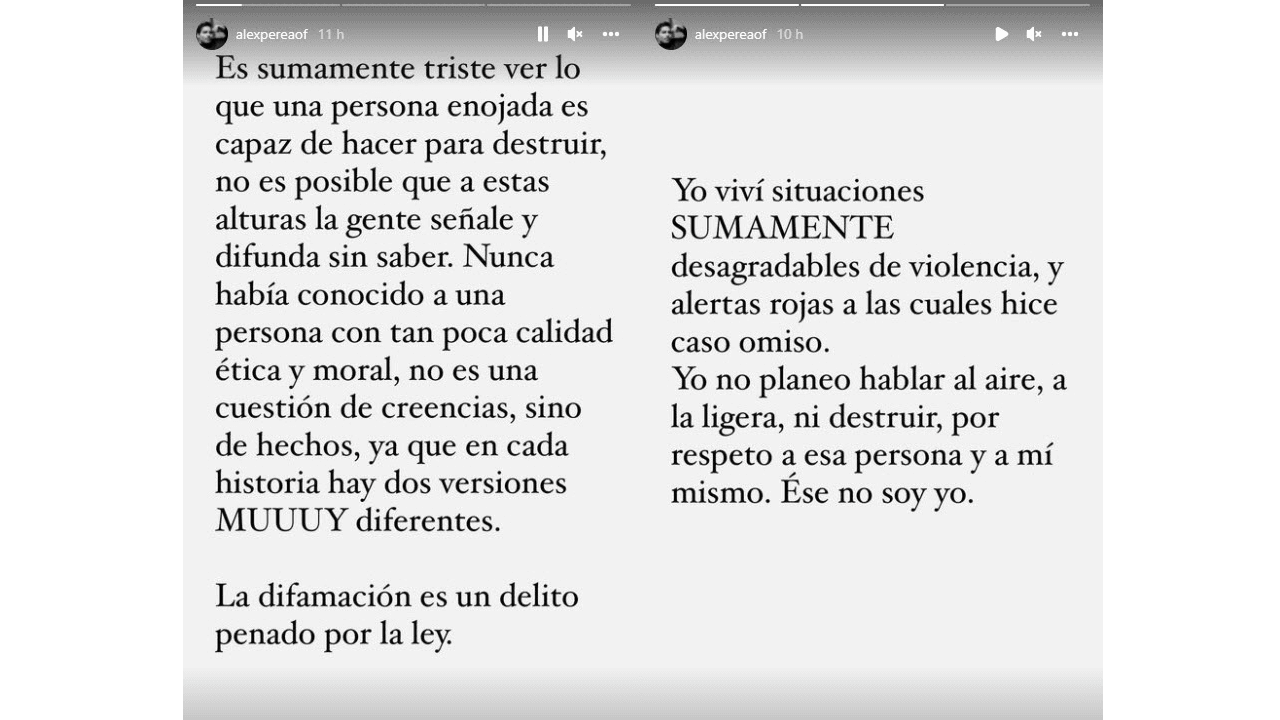 Alex Perea se defiende de las acusaciones que lo señalan como violento.