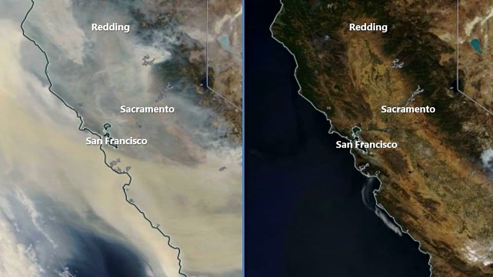 Fotografía interactiva: así luce California desde el espacio tras un mes de incendios forestales