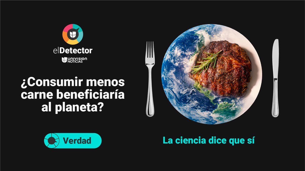 Los datos de la ciencia indican que reducir el consumo de carne ayudaría a reducir los gases de efecto invernadero, el desperdicio de agua, la deforestación y la pérdida de la biodiversidad que genera la actividad ganadera.
<a href="https://www.univision.com/noticias/verdad-reducir-consumo-de-carne-ayuda-planeta">Lee aquí la verificación completa de elDetector. </a>
