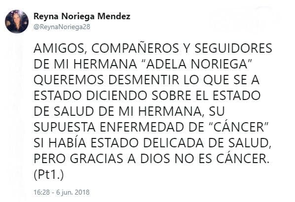El 6 de junio, la hermana de la actriz desmintió la noticia en redes sociales, aunque admitió que había estado delicada de salud.