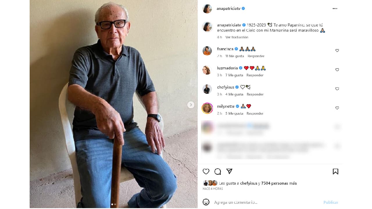 Muere el abuelo de Ana Patricia Gámez.