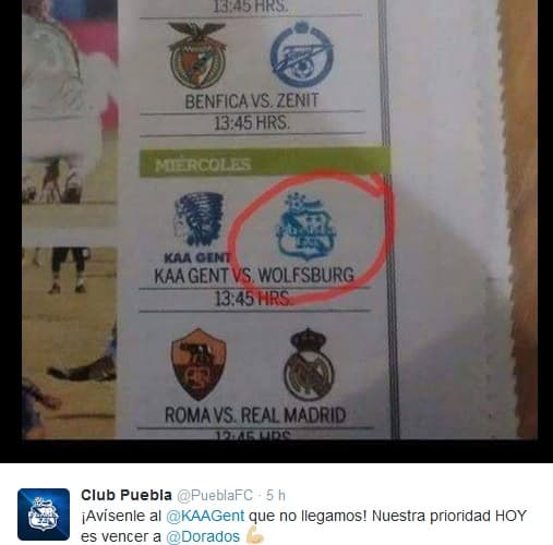 Puebla y el Gent de Bélgica se vuelven amigos por error en un periódico