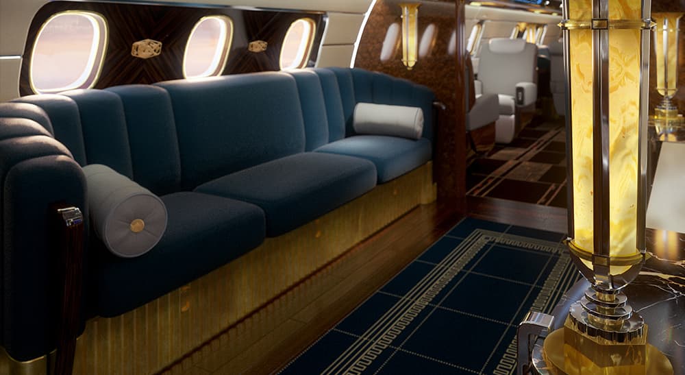 Sofá o butaca, dos de las múltiples opciones que los afortunados pasajeros encontrarán en la cabina del Manhattan Airship.