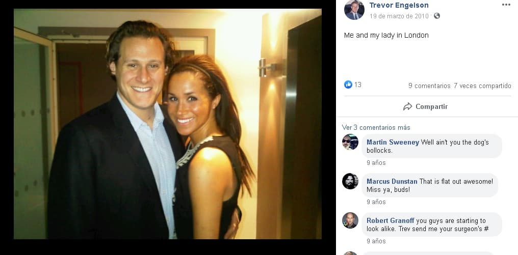 Engelson, de 43 años, estuvo casado con la duquesa de 2011 a 2013. La relación no prosperó luego del éxito que ella alcanzó en la
<b> <a href="https://www.univision.com/famosos/paso-en-tv-y-twitter-la-ingeniosa-broma-de-la-serie-suits-sobre-como-le-va-a-rachel-es-decir-a-meghan-markle-fotos" target="_blank">serie de televisión 'Suits'. </a></b>
<br>