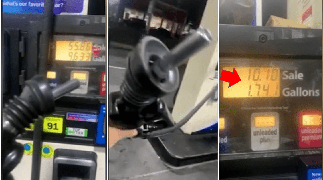 Captan en video máquina de estación de gasolina que seguía cobrando sin que saliera combustible
