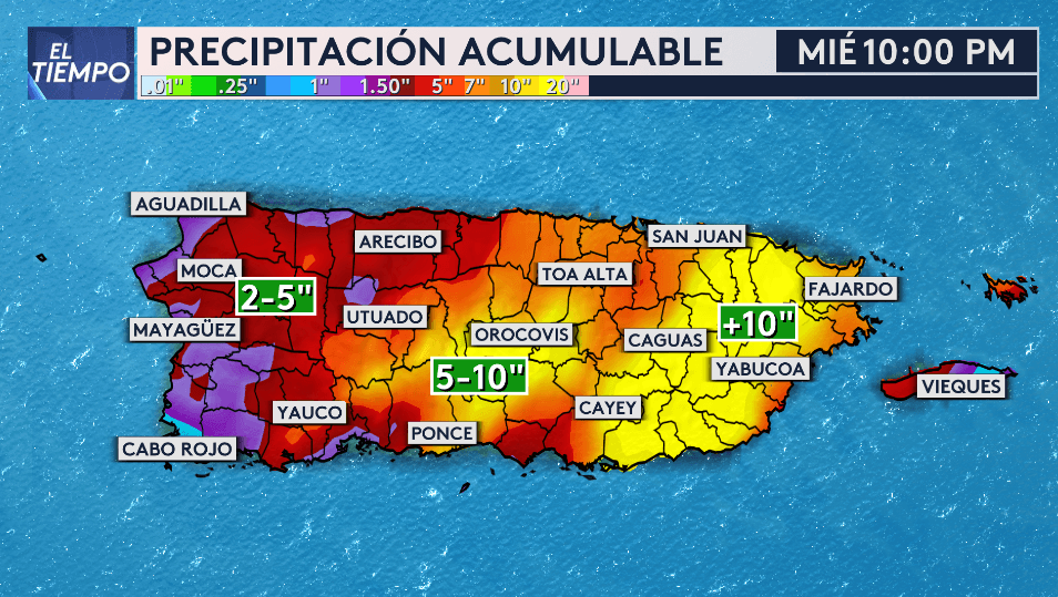 Vientos de 40 mph y lluvias intensas se esperan en las Islas Vírgenes y Puerto Rico.