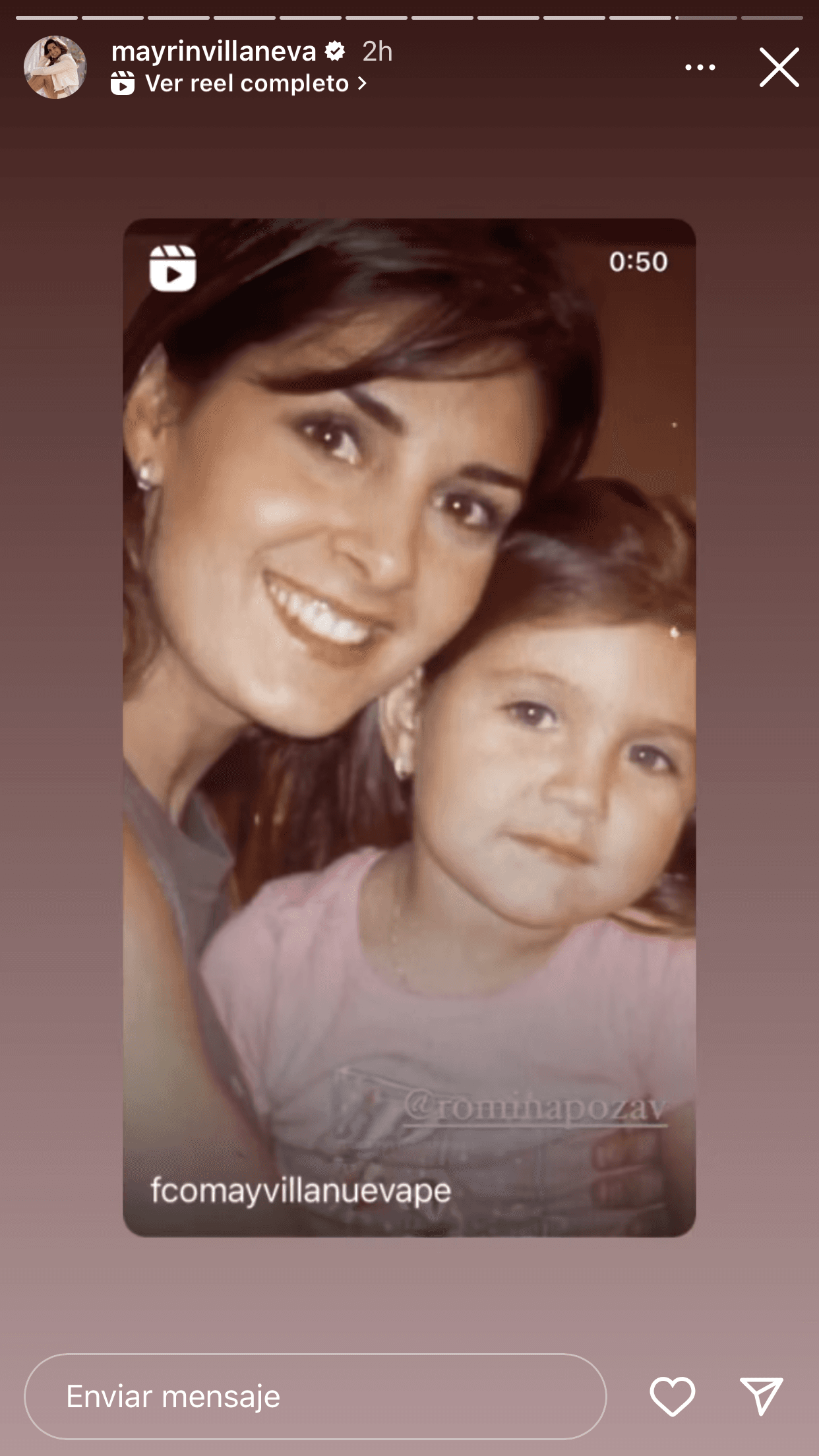 Mayrín Villanueva publicó en sus historias de Instagram un clip con el que recordó bellos momentos que ha vivido con su hija desde que era pequeña.