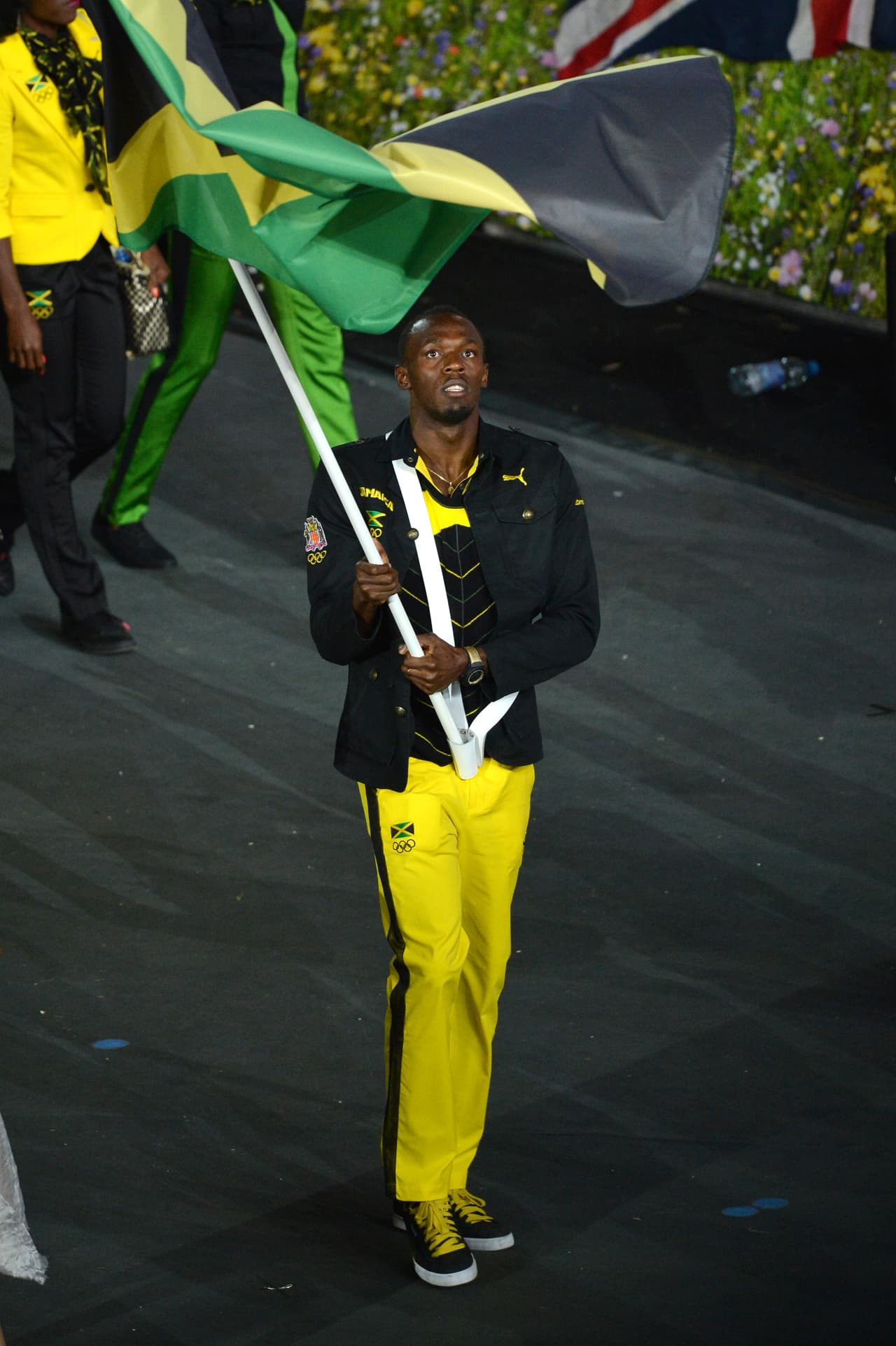 La actuación de Usain Bolt prometía ser uno de los espectáculos más importantes de los juegos de Londres en 2012. Fue el abanderado de la selección de Jamaica.