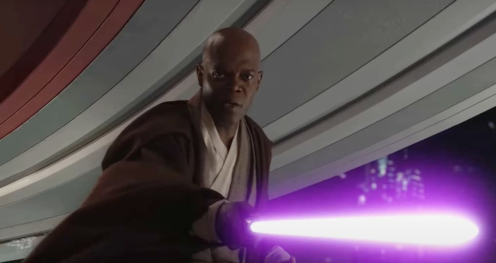Mace Windu y su sable láser morado