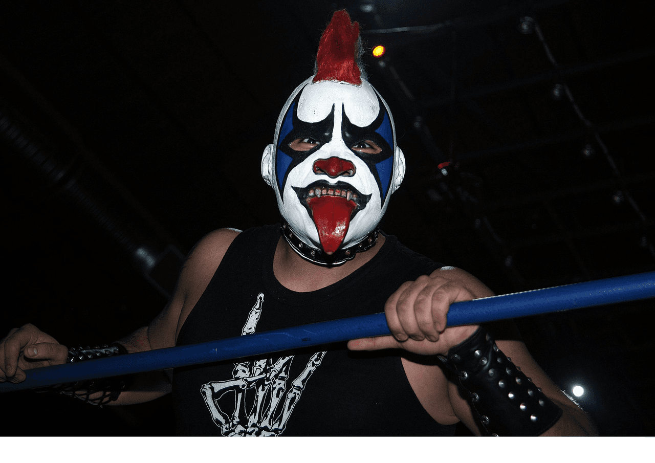 <b>Psycho Clown</b>– Psycho Clown es un luchador mexicano que actualmente trabaja para la Lucha Libre AAA Worldwide.
<b>Psycho Clown</b>– Psycho Clown es un luchador mexicano que actualmente trabaja para la Lucha Libre AAA Worldwide.