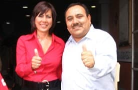 Rubén Gil Campos en un acto proselitista en Puebla, México.