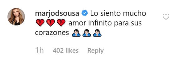 Marjorie de Sousa se unió a la pena de la pareja con un breve mensaje de aliento.