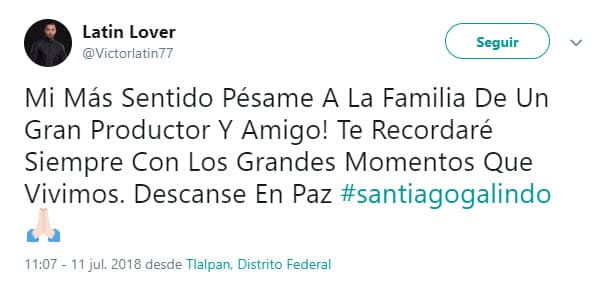 Fue así como recordó al productor con el que compartió muchas horas de grabación y una amistad.