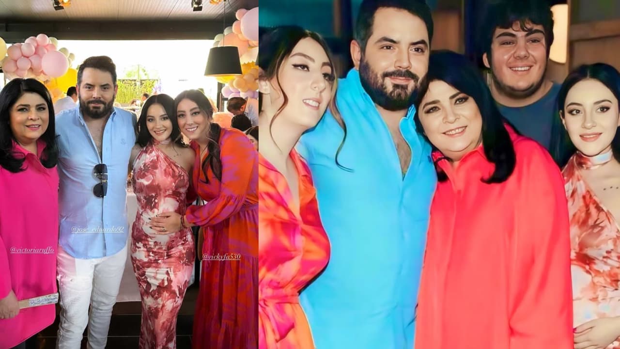 Victoria Ruffo posó con sus hijos en baby shower