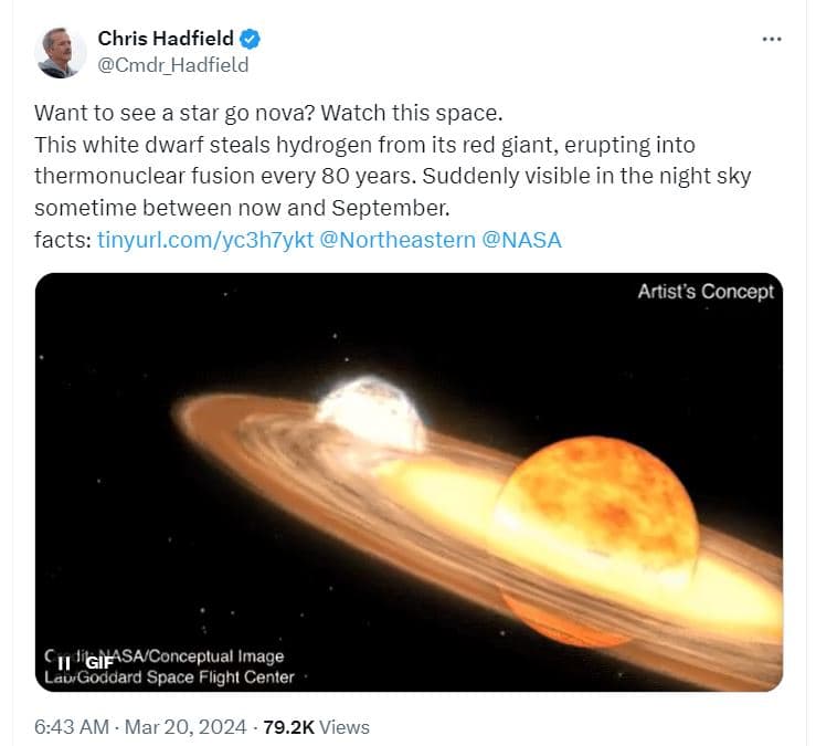 Así se verá el estallido de la nova T Coronae Borealis