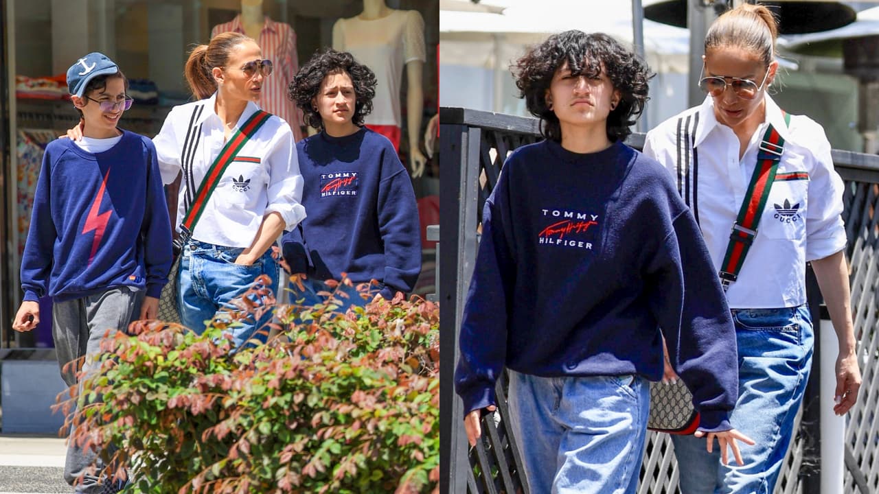 JLo se fue de 'lunch' y compras con sus hijos Emme y Max este domingo 4 de junio.