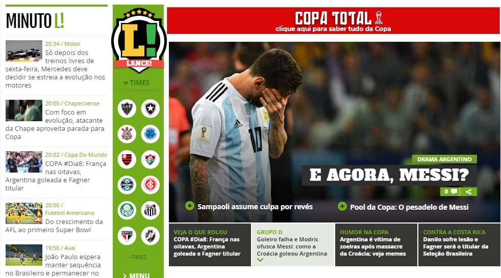 Lance (Brasil) se pregunta: "¿Y ahora, Messi? Drama argentino"