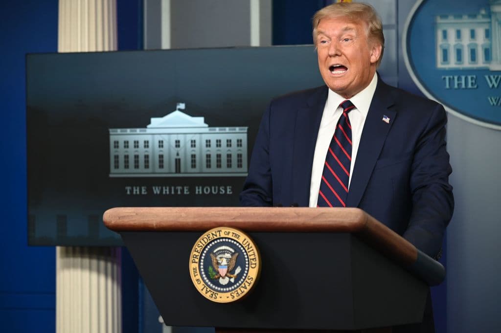 El presidente Trump durante la rueda de prensa del coronavirus el 21 de julio de 2020.