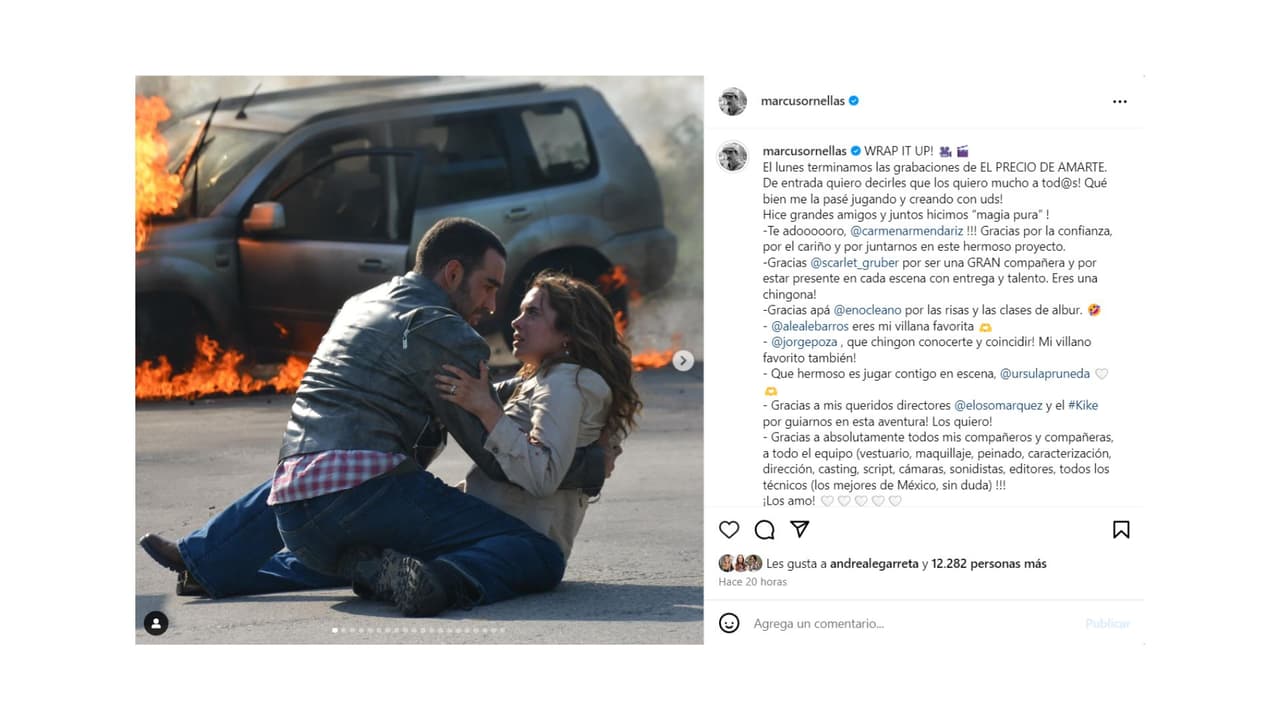 Marcus Ornellas publicó fotos con Scarlet Gruber, su compañera en 'El Precio de Amarte'.