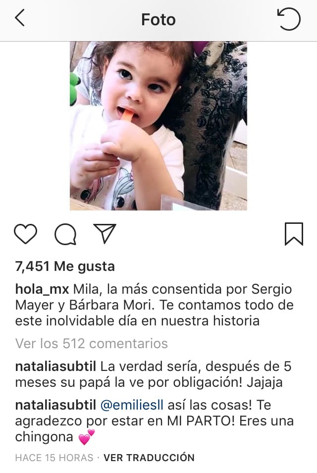 Ante esta nota, Natália Subtil reaccionó de inmediato con clara molestia, pues tachó al padre de Mila de irresponsable.