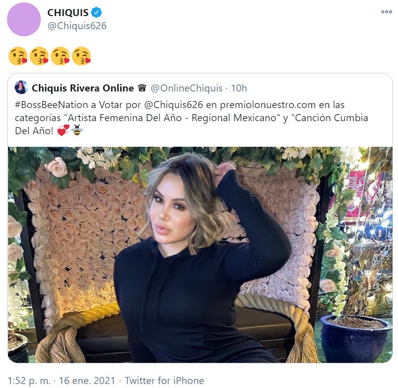 También hizo una publicación haciendo alusión a las nominaciones que tiene en la próxima entrega de 
<b><a href="https://www.univision.com/shows/premio-lo-nuestro" target="_blank">Premio Lo Nuestro</a></b>, la cual se llevará a cabo el 18 de febrero.
<br>