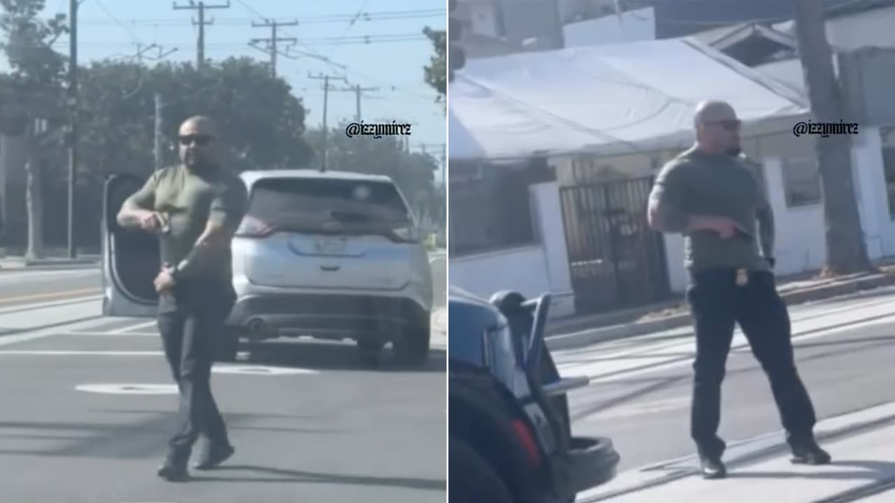 Agente de ICE apunta con su arma a una mujer en Santa Ana; policía de Fullerton se deslinda