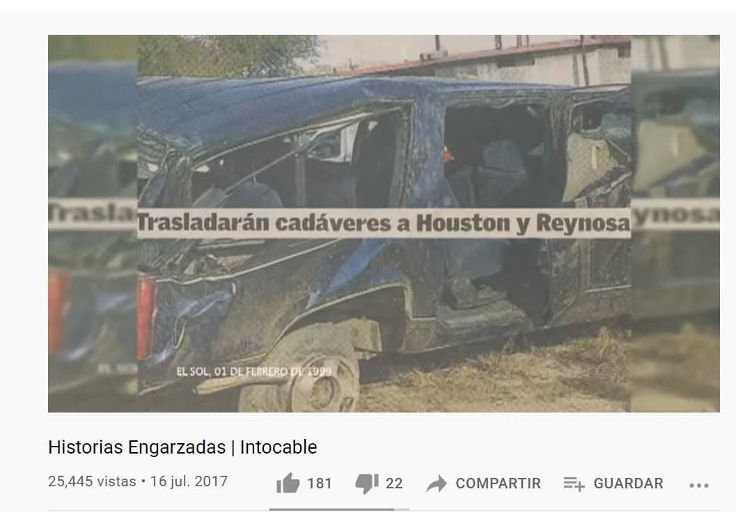 El célebre grupo '
<b>Intocable</b>' gozaba de mucha fama en México hasta el trágico 31 de enero de 1999, en el que sus integrantes 
<b>José Angel Farías y Silvestre Rodríguez</b>, además de su gerente 
<b>José Ángel González</b> perdieron la vida en un accidente en Monterrey.