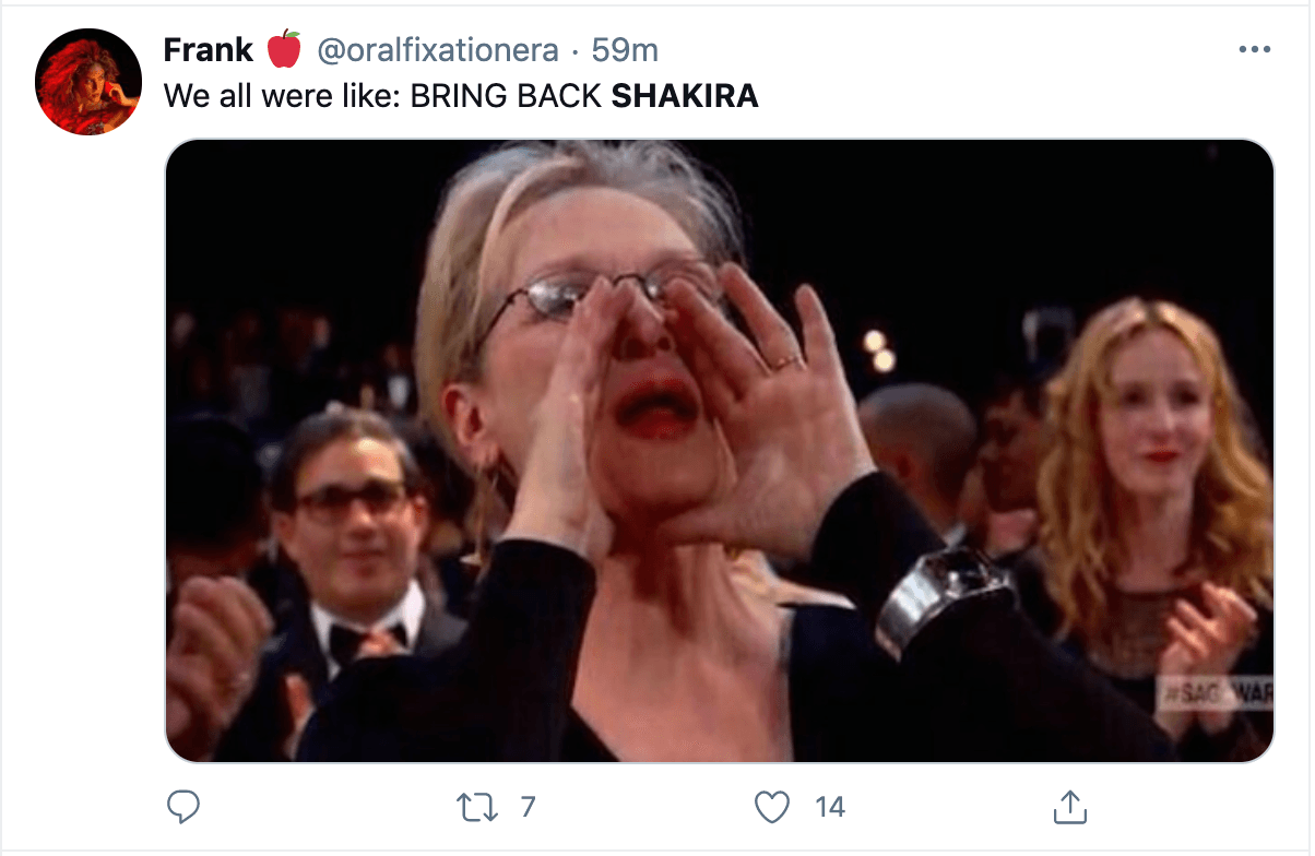 El meme de Meryl Streep fue usado para reclamar que Shakira regresara al escenario del Super Bowl.