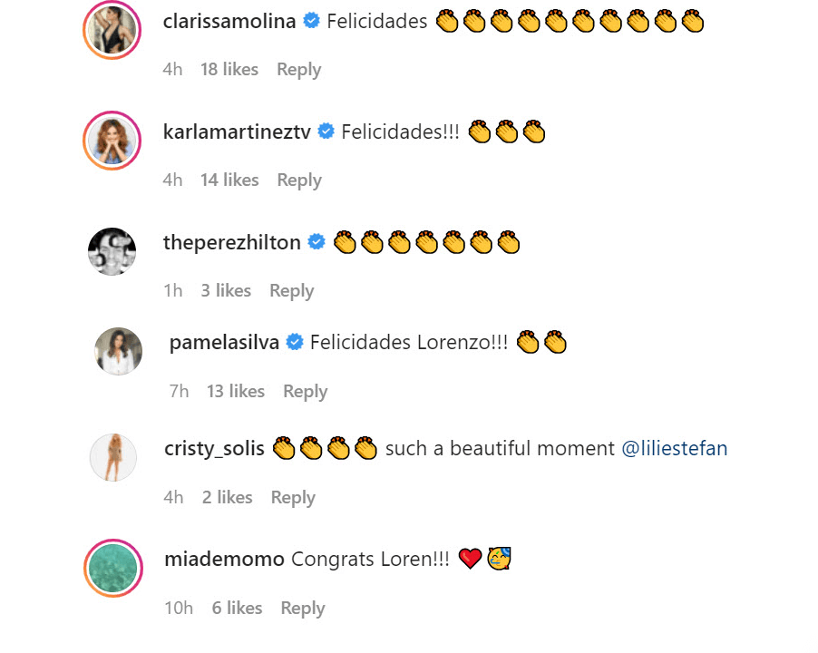 Clarissa Molina, Karla Martínez, Mía, la hija de Raúl de Molina y otros famosos también le enviaron felicitaciones a madre e hijo.
<br>