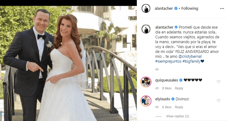 "Cuando seamos viejitos, agarrados de la mano, caminando por la playa, te voy a decir.. ¿Ves que si eras el amor de mi vida? FELIZ ANIVERSARIO amor mío", escribió el conductor de Despierta América en su cuenta de Instagram.