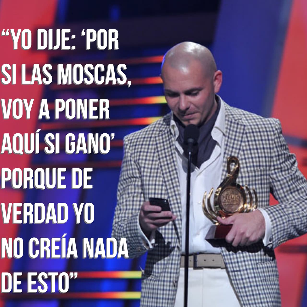 En 2011, el cubano Pitbull se estrenó en el escenario de Premio Lo Nuestro. Lo hizo nada más y nada menos que con el performance que abrió la noche. La canción fue 'Bon bon'. Pero eso no fue lo único. Ese año ganó en la categoría de Artista Urbano del Año y como era de esperarse, Pit estaba un tanto nervioso al recibir el premio. Desde esa entonces, cada vez que recibi un premio, sus frases son para recordar.