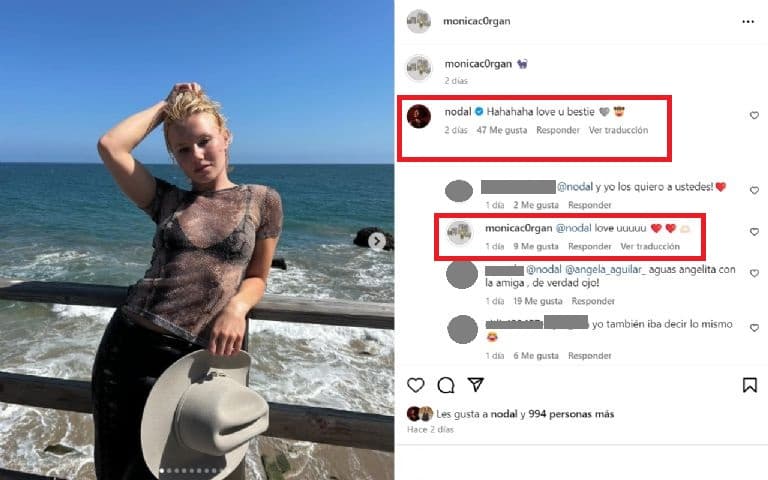 Mónica Corgan y Nodal se manifestaron su "amor".