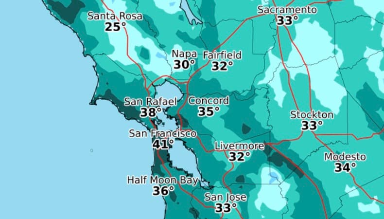 Área de la Bahía: pronostican temperaturas gélidas de hasta 25°F para la noche de Acción de Gracias