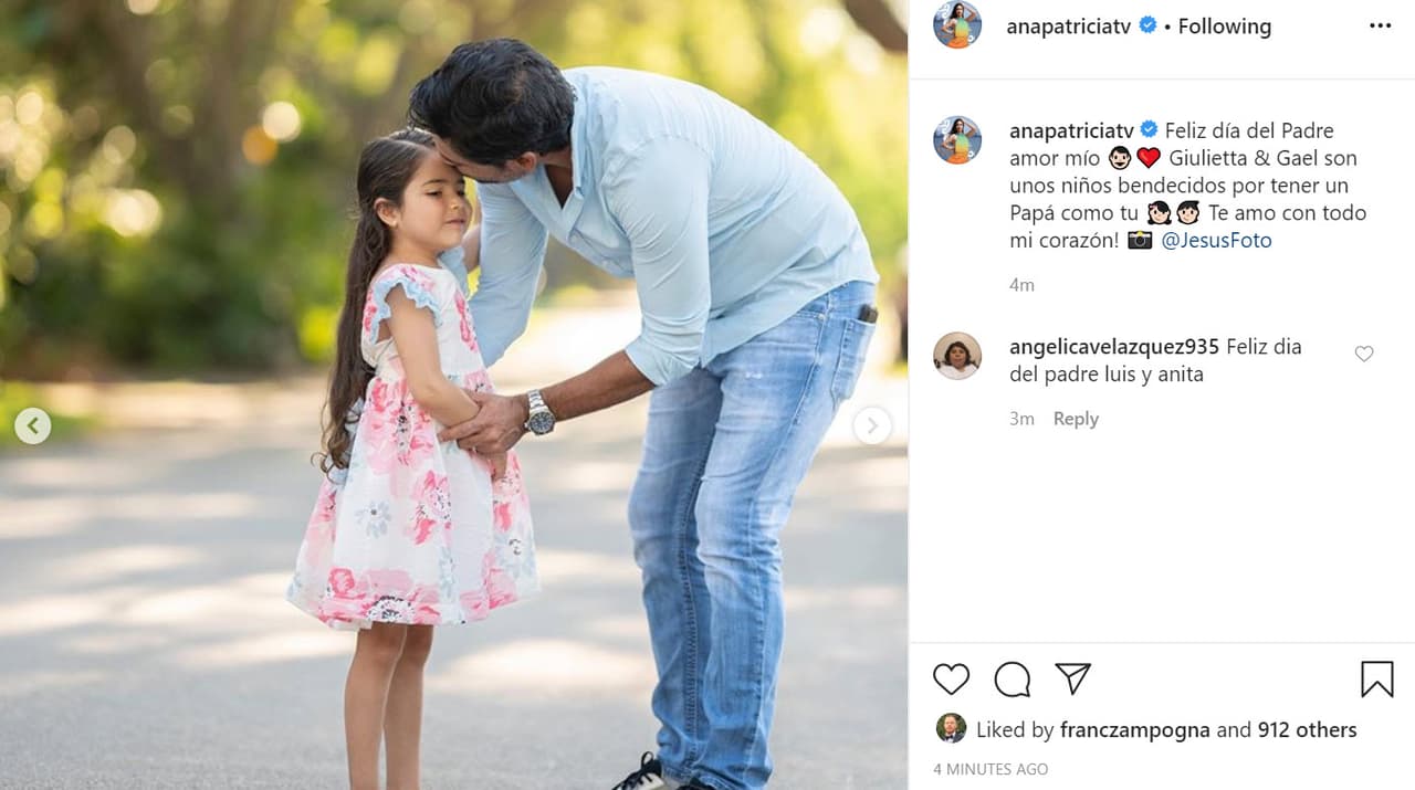 "Feliz Día del Padre amor mío. Giulietta y Gael 
<b><a href="https://www.instagram.com/p/CBsvic5A6VO/" target="_blank">son unos niños bendecidos</a></b> por tener un papá como tú ¡Te amo con todo mi corazón!". 
<br>