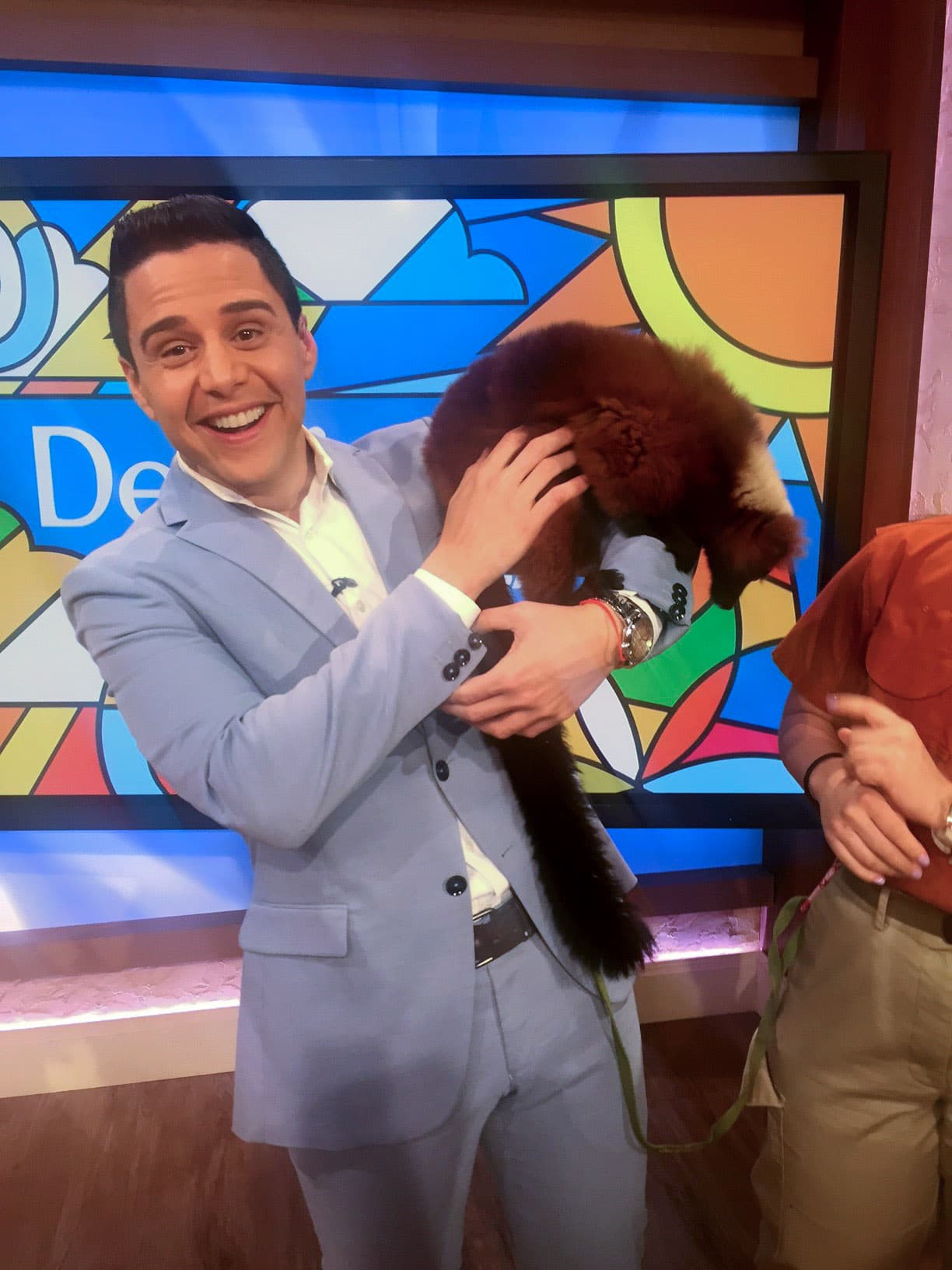 El lemur rojo, originario de Madagascar, ¡es una belleza! Alejandro quedó encantado de conocerlo.