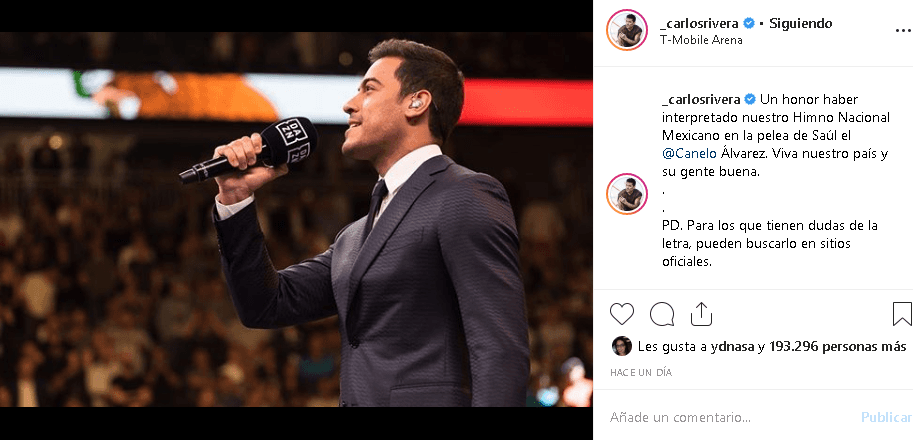 “Para los que tienen dudas de la letra (del himno), pueden buscarlo en sitios oficiales”, remató el cantante y actor de 33 años.