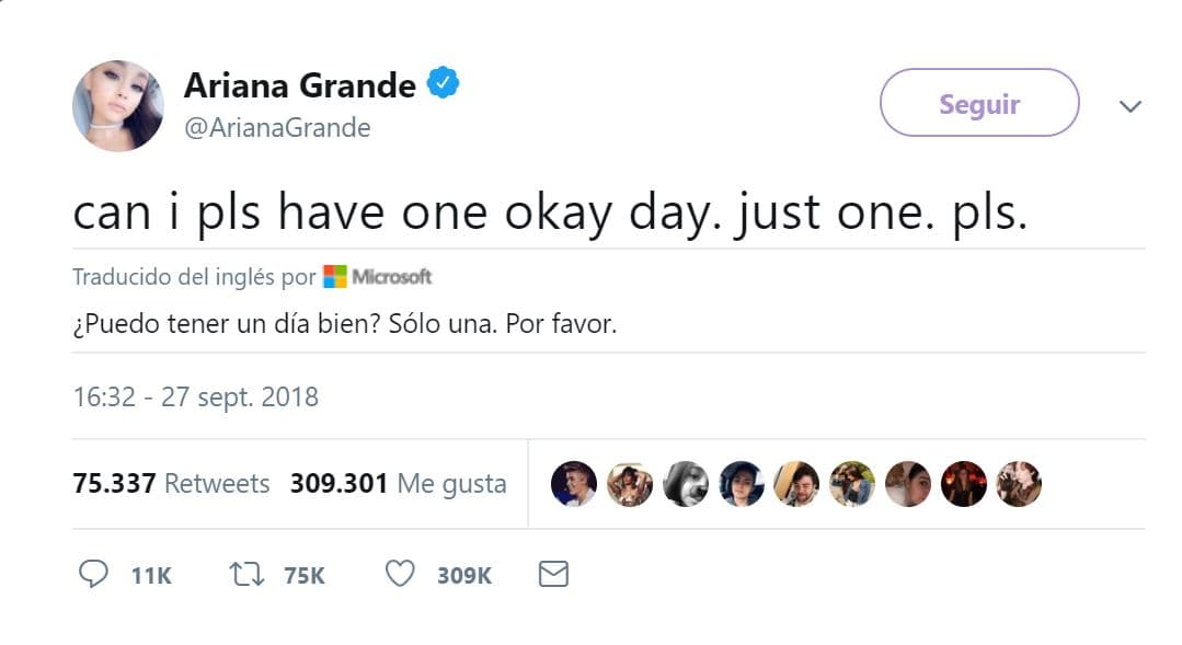 En su primer tweet, la cantante escribió 
<b>"Puedo por favor tener aunque sea un día bueno. Por favor"</b>.