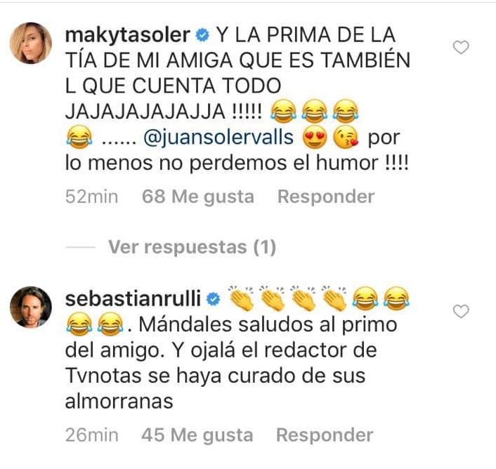 <b><a href="https://www.univision.com/entretenimiento/celebridades/los-detalles-de-su-separacion-su-hija-fuera-de-matrimonio-y-otros-datos-que-tal-vez-no-sabias-de-juan-soler-fotos">Maki Soler, madre de dos de las tres hijas de Juan Soler,</a></b> aplaudió el video.