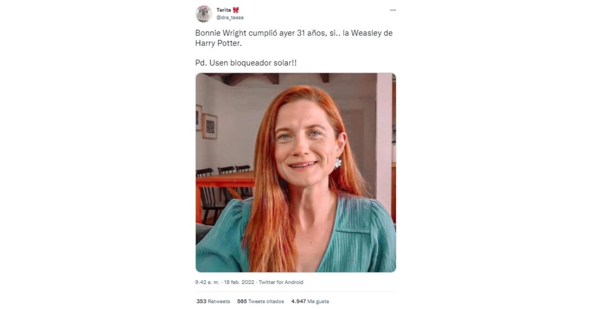 usuaria crítica a Bonnie Wright por su apariencia física
