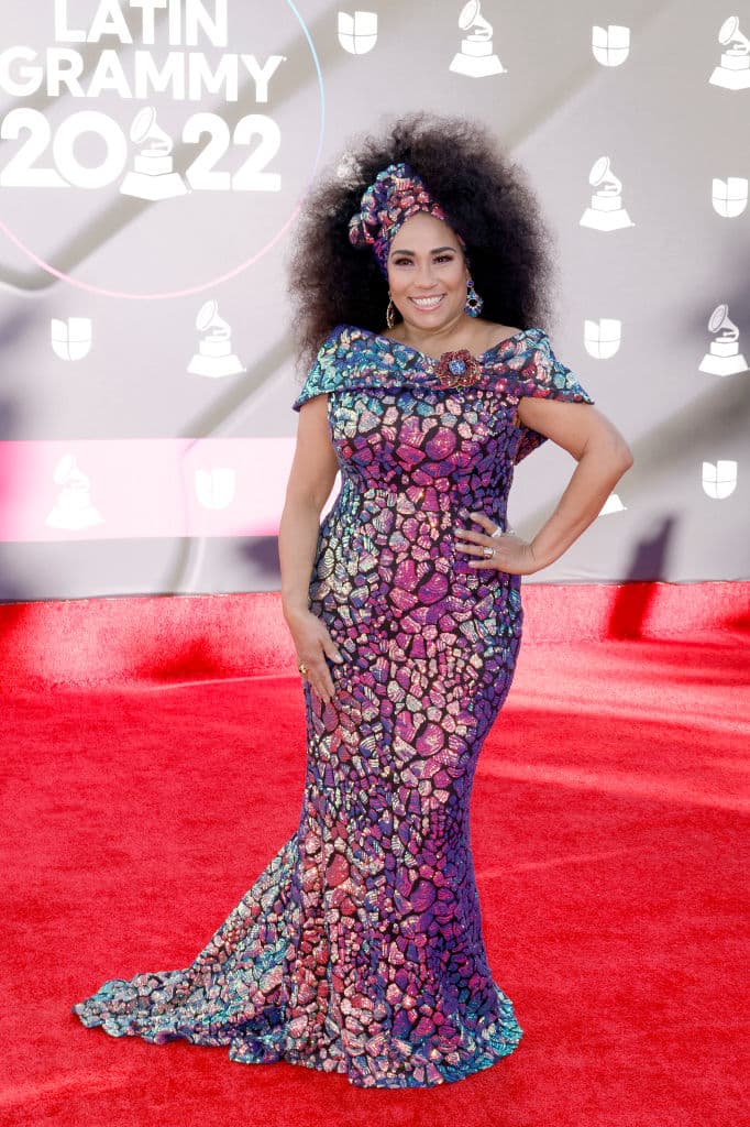 <b>Aymee Nuviola</b>, quien ganó un Latin GRAMMY en la categoría Mejor Álbum Tropical Tradicional, portó un vestido de corte de sirena.