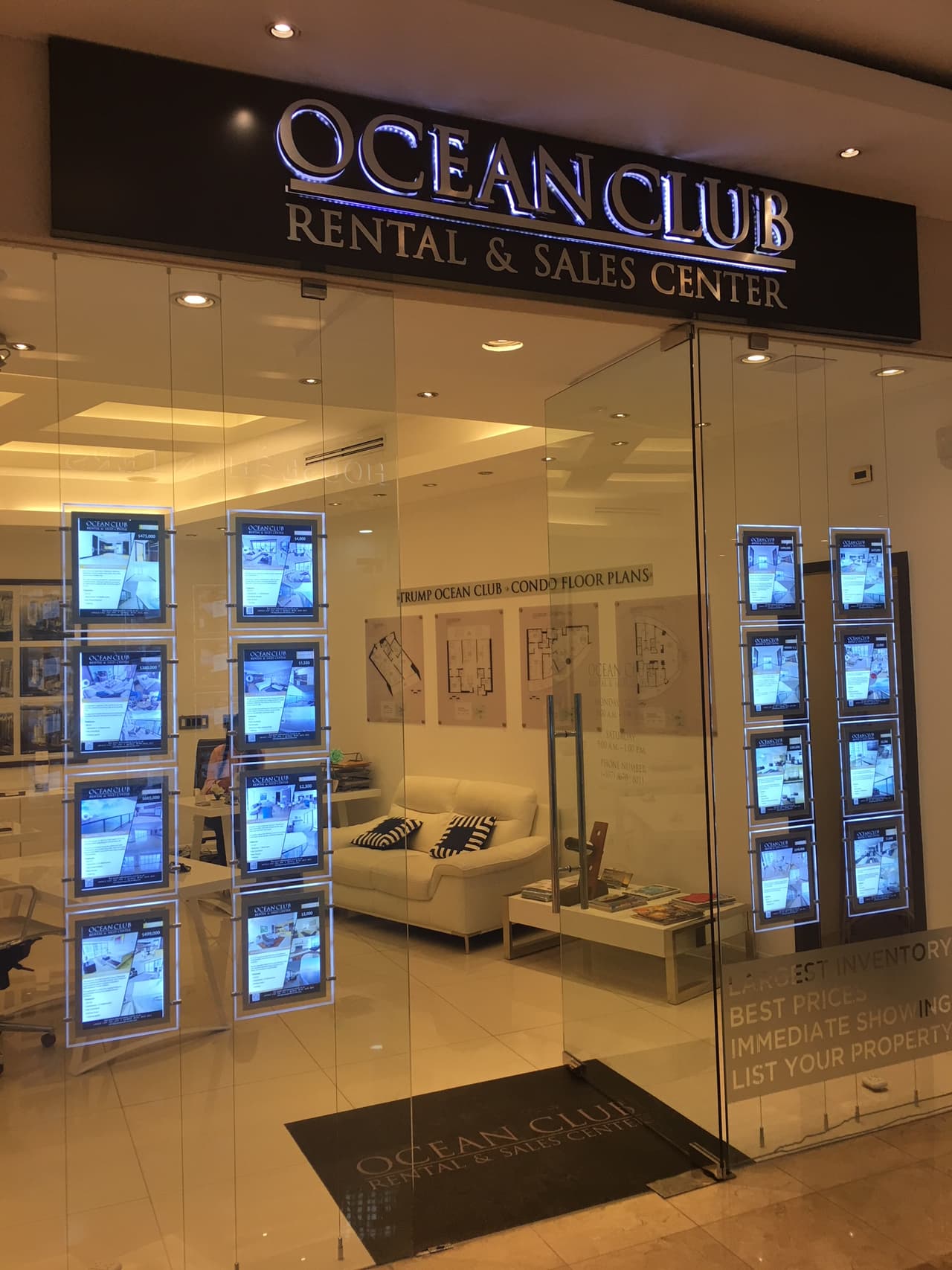 The rental office at Trump Ocean Club offers luxury apartments for prices varying from $900,000 to $400,000. Rents go for as low as $1,600 a month for a one bed loft.