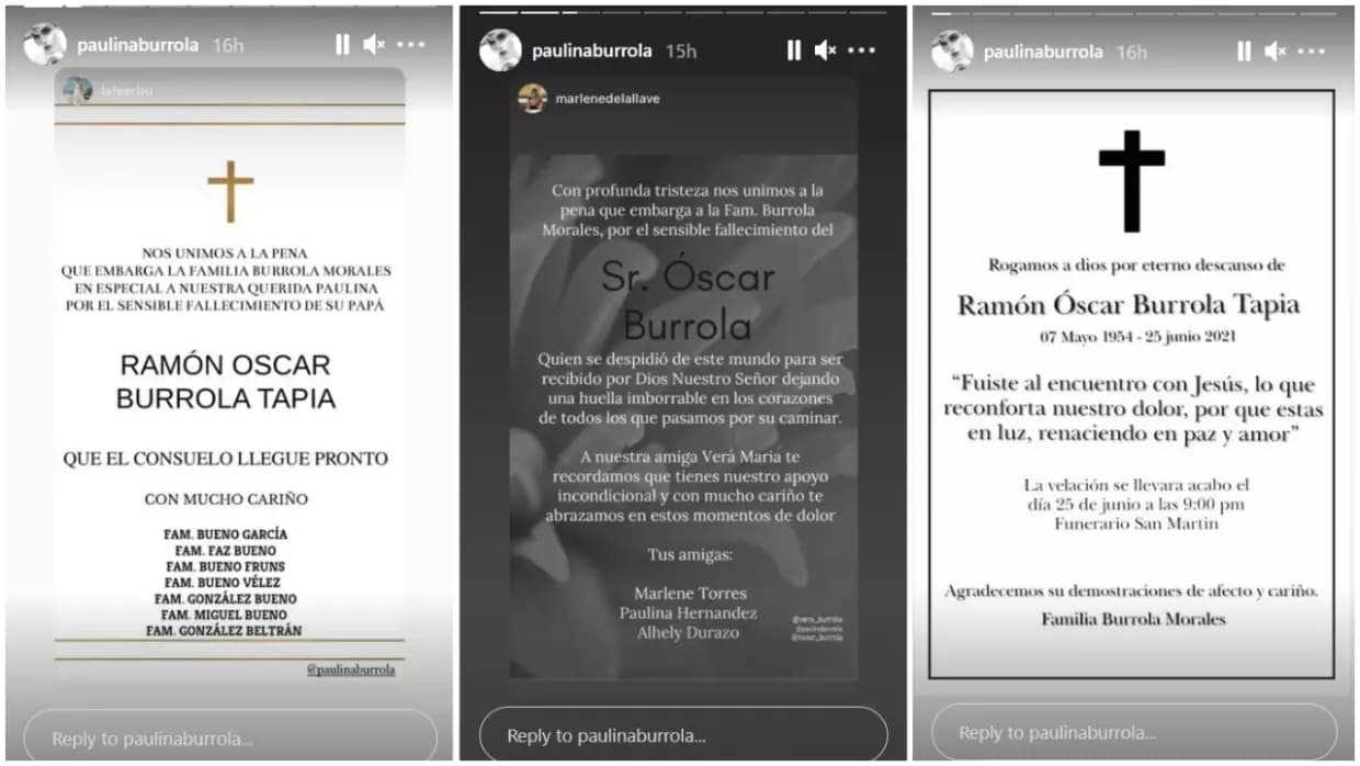 Por su parte, Paulina Burrola está en su ciudad natal Hermosillo, México, donde pasa algunos días en familia tras el 
<b><a href="https://www.univision.com/famosos/mauricio-ochmann-novia-muere-padre-paulina-burrola">reciente fallecimiento de su padre, don Ramón Óscar Burrola Tapia</a></b>, quien murió el 25 de junio a los 67 años.
<br>
