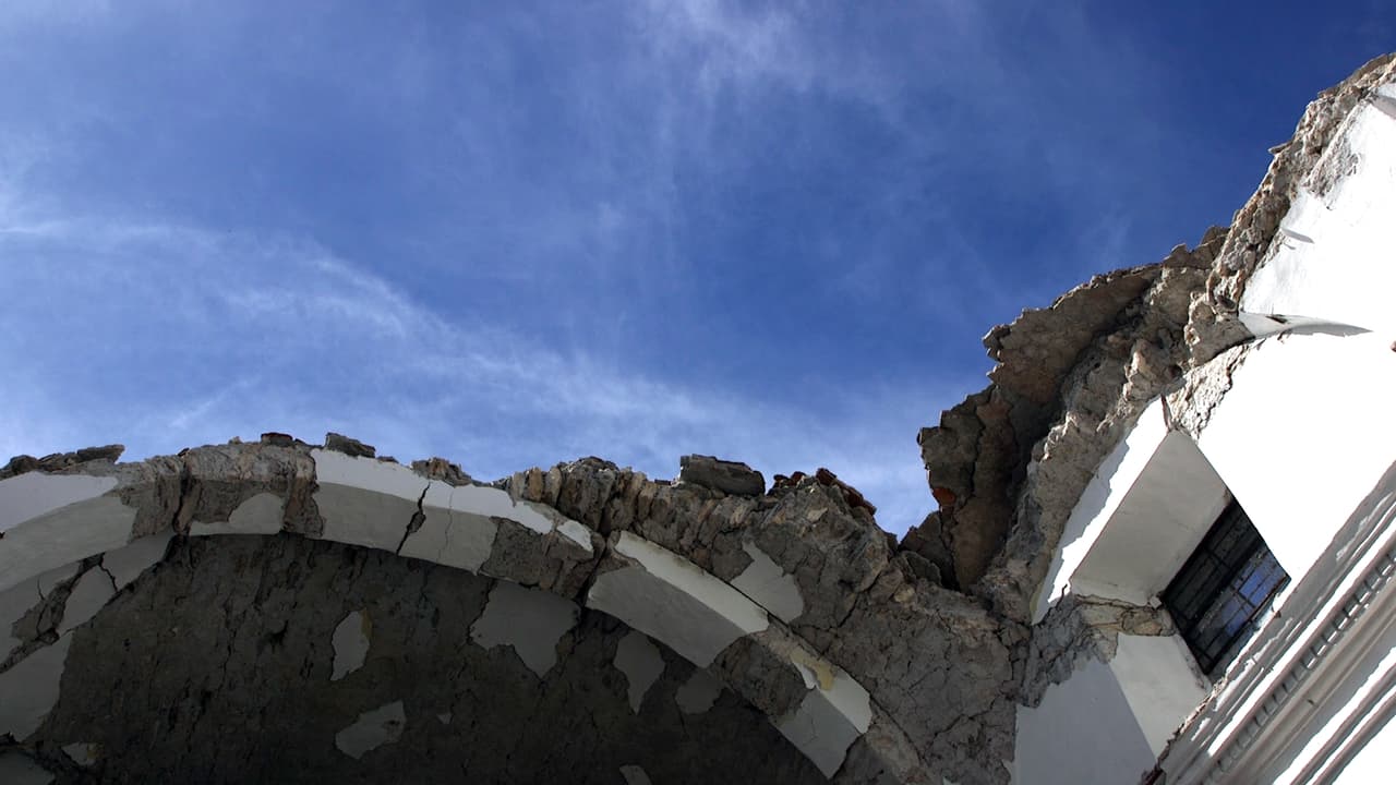 La nave del templo cayó casi por completo, dejando a cielo abierto.