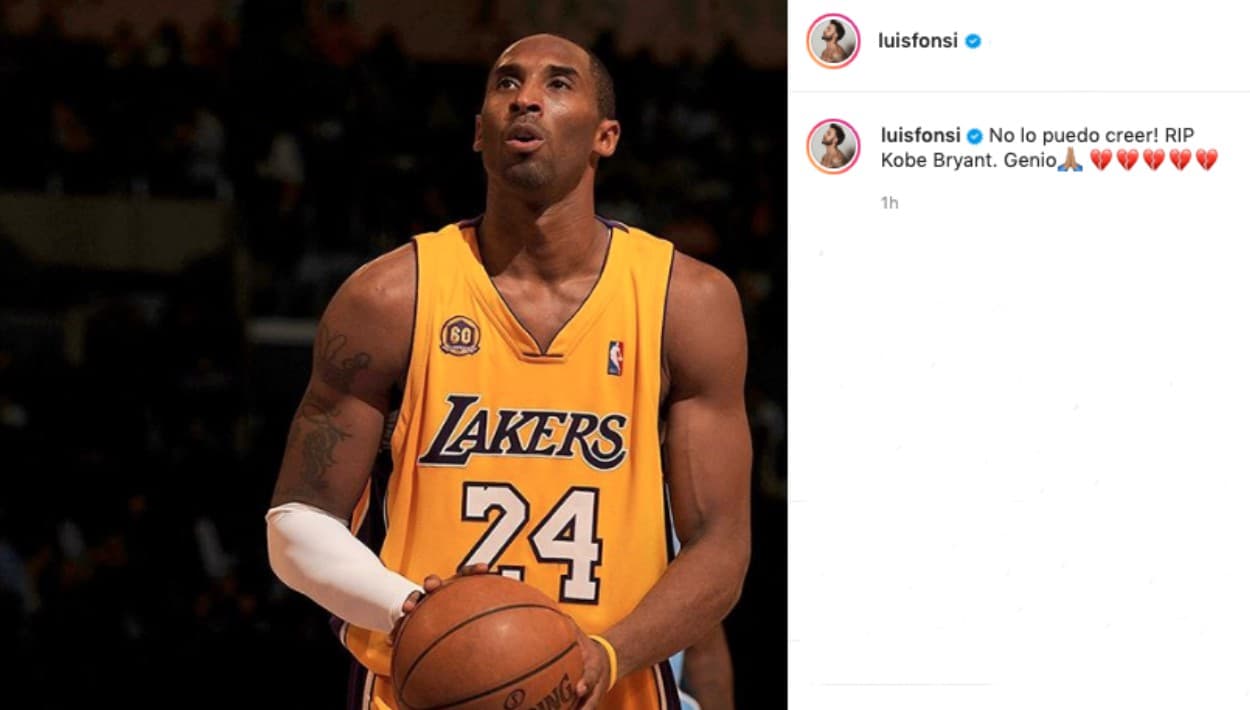 "Genio": esa fue la palabra que escogió 
<b><a href="https://www.univision.com/famosos/un-dia-a-la-vez-luis-fonsi-se-une-a-quienes-intentan-consolar-a-su-esposa-agueda-lopez-fotos">el cantautor Luis Fonsi</a></b> para describir a Kobe Bryant, cuya muerte le sorprendió al igual que al resto del mundo.