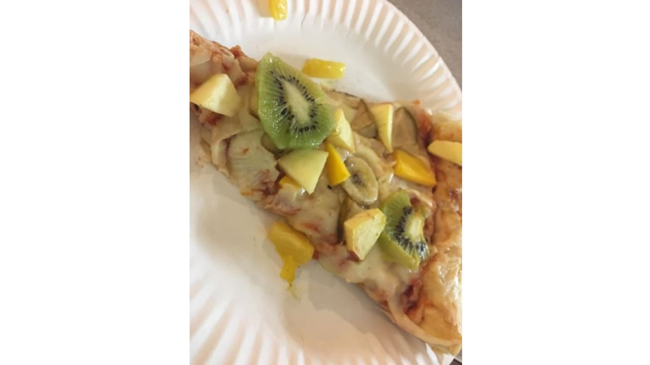 Pizza de frutas.