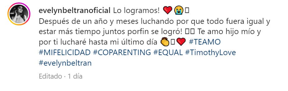 "
<b>Después de un año y meses luchando</b> por que todo fuera igual y estar más tiempo juntos, ¡por fin se logró!", dijo sin ahondar en mayores detalles. 
<br>