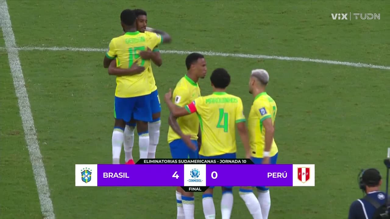 Resumen | Brasil golea en casa a Perú y es cuarto en la eliminatoria