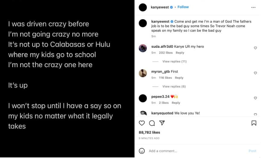 Kanye West y sus polémicas declaraciones en Instagram