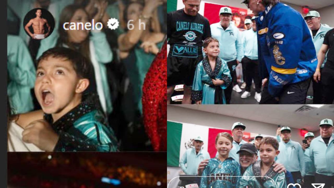 Saúl Abdiel, el hijo menor de 'El Canelo', estuvo muy emocionado al apoyar a su papá.