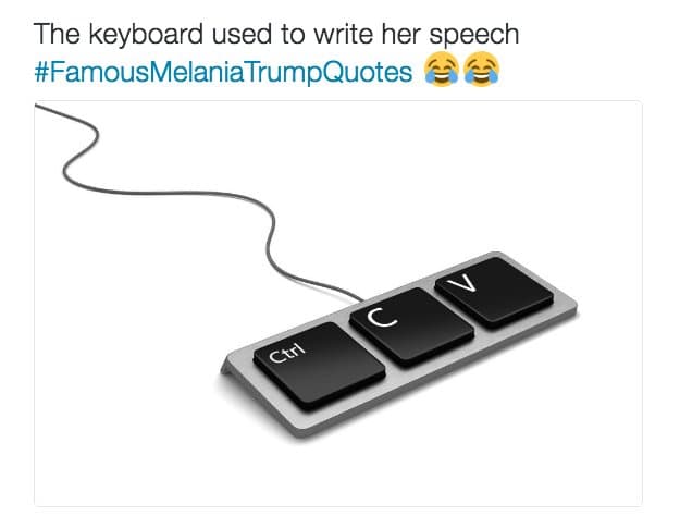 El teclado que usó para el discurso, con puro "copy paste"